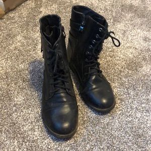 Black combat boots